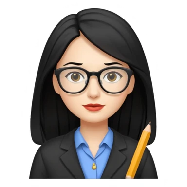 women teacher with black long hair sticker