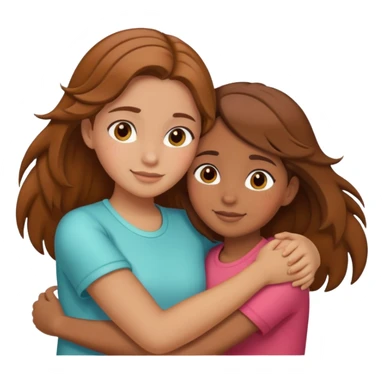 two girls hugging, one named Corny with brown hair sticker