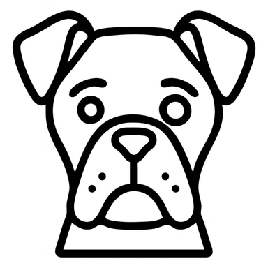 outlined icon style brown boxer dog with one blue eye sticker