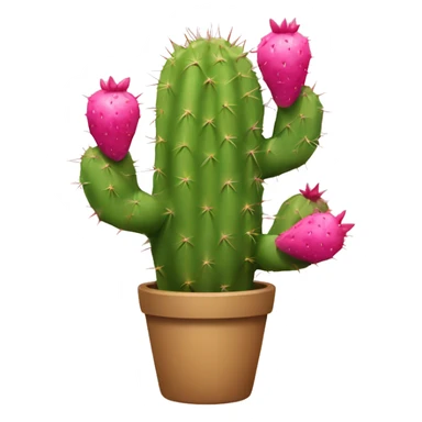 prickly cactus with pink pear fruit on top sticker