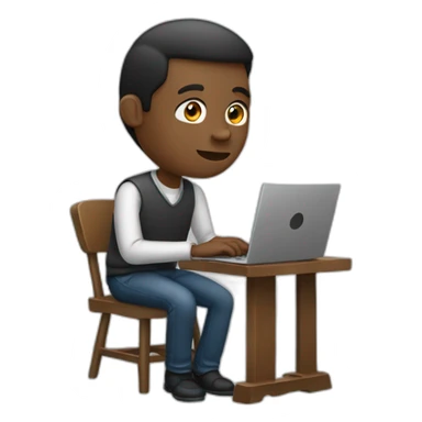a black man with hunched back while sitting on a cahir while using his laptop sticker