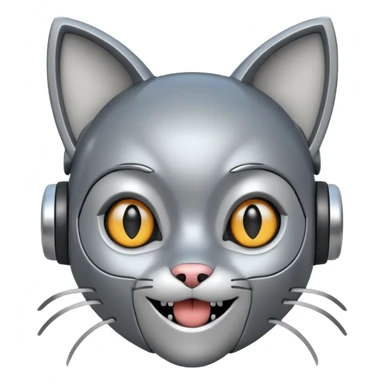 robot looking surprised with cat ears and looks funny sticker