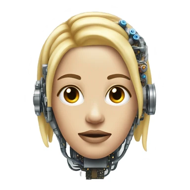 Head of female cyborg with blonde hair and circuits sticker