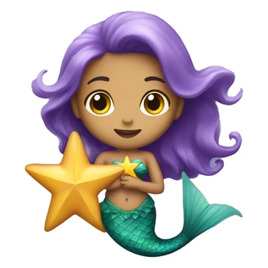 a mermaid holding a star sticker