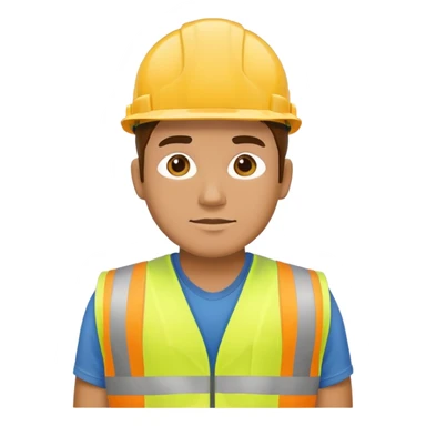 Male construction worker with yellow vest sticker