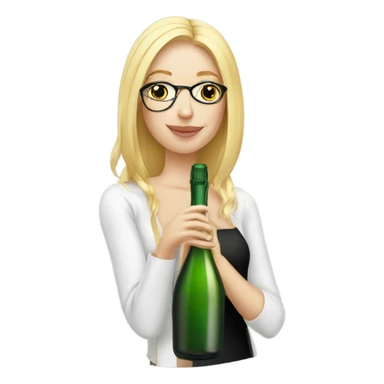 Blond girl drinking champagne wearing glasses  sticker