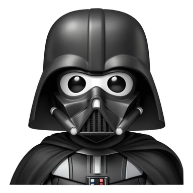 Oreo cookie as Darth Vader with black helmet, breathing mask and cape sticker
