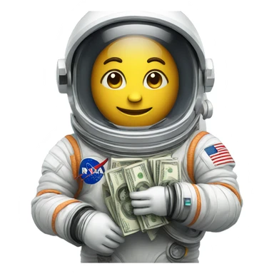 astronaut with money sticker