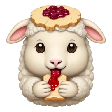 cute baby sheep eating peanut butter and jelly  sticker