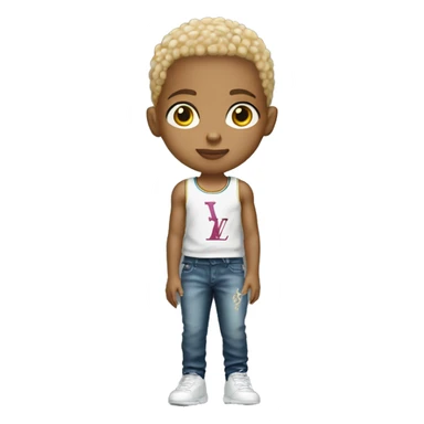 kid light skin with louis vuitton ball sticker