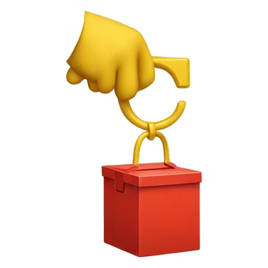 a red box with a yellow m on it and yellow handles on the top  sticker