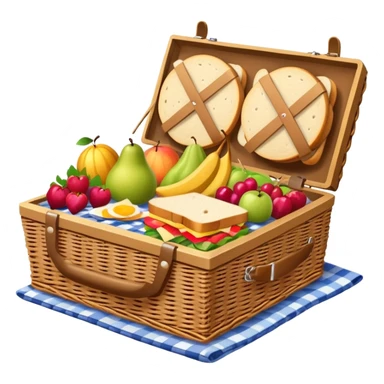 picnic basket with food on a blanket sticker