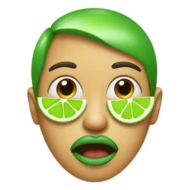Green lips with lime in mouth sticker
