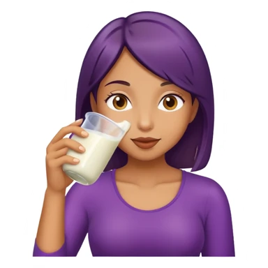 girl drinking milk from eggplant sticker