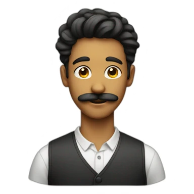Young man with twisted moustache sticker