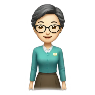 Chinese donor lady teacher wear glasses standing sticker