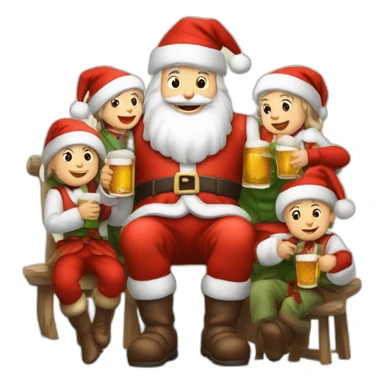 Père Noël qui boit de la bière avec des enfants sticker