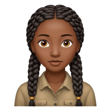 kenyan woman with long, black, braided hair in rows, brown eyes, pretty, round face sticker