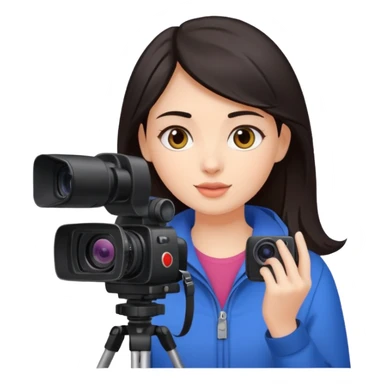 quiero crear una chica con una camara como si estuviese grabando vlog con el pelo oscuro  sticker
