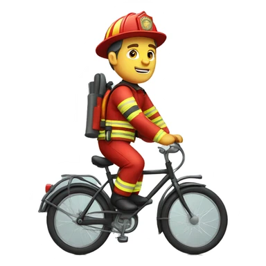 Caucasian Firefighter riding a bicycle  sticker