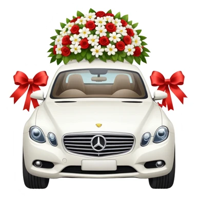luxury car with wedding decorations sticker