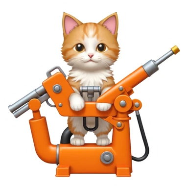 Can you make me a kitten riding a pump jack shooting two guns in their air? sticker