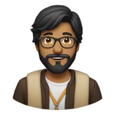 Black hair Indian with glasses and beard sticker