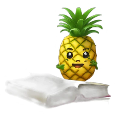 A pineapple reading a book sticker