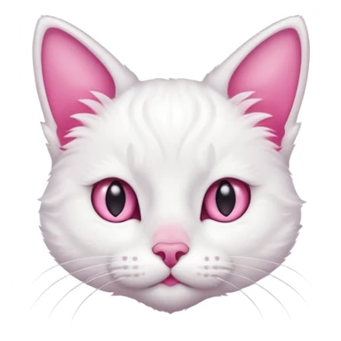 white cat with pink nose and ears sticker