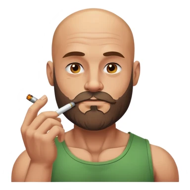 Muscular bald guy with a beard smoking weed sticker