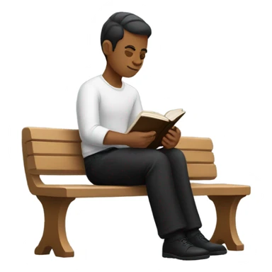 white person sitting on bench wearing black trousers  reading a book  sticker