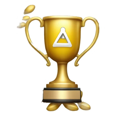 trophy with golden laurel wreth. small atoms and other symbols of chemistry and physic in background sticker