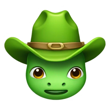 Green baby dinasour wearing a cowboy hat sticker