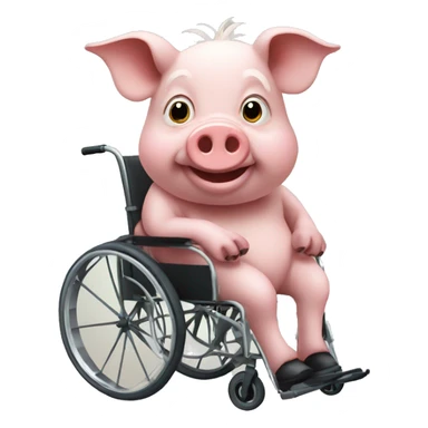 Old pig on wheelchair sticker