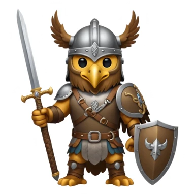 eagle with viking helmet and sword behind sticker