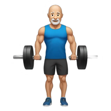 old bald man lifting weights muscular sticker
