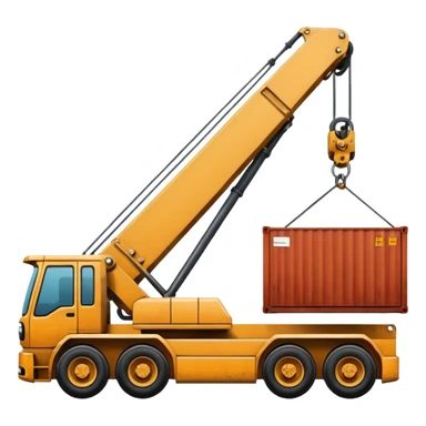 Container being lifted by a large machine, import. sticker
