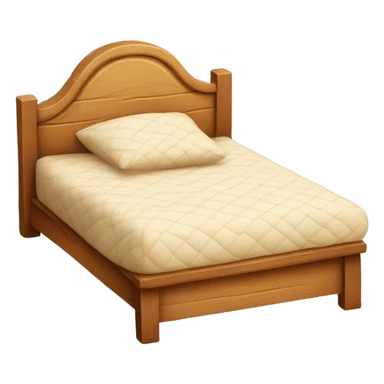 Cute wooden bed with quilted cover  sticker