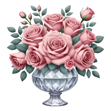 Dusty rose Bridal bouquet in crystal vintage vase sticker