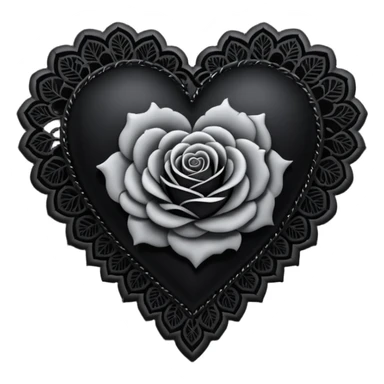 gothic heart with black rose and lace sticker