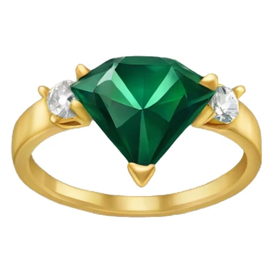 Gold Diamond ring with dark green stones sticker