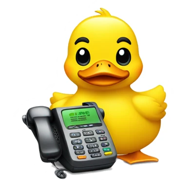 A yellow duck with a phone  sticker