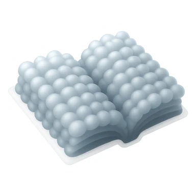 thick open book made entirely of small, very bright white fluffy convex clouds, matte glass style, no background sticker