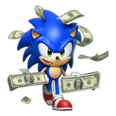 Sonic looking toward the sky with money sticker