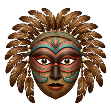 Tribal Feathery Voodoo Wooden Mask  sticker
