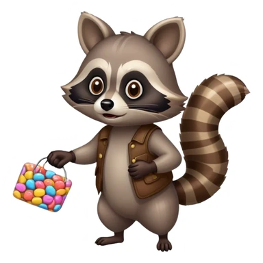 Raccoon stealing candy sticker