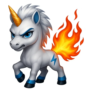 Make the pony look more aggressive with fire in its tail. Keep the background transparent. sticker