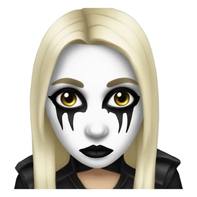 Blond girl wearing black metal corpse paint sticker