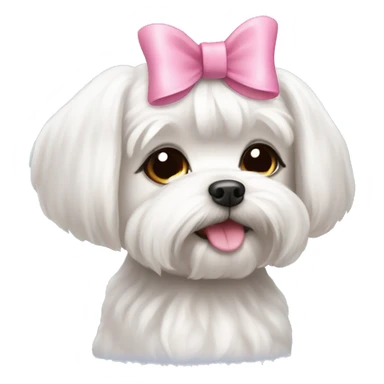 a cute maltese dog with a pink bow  sticker