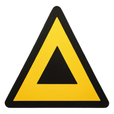 alert road sign tirangular shape, with yellow background and clear black color exclamation  mark ("!") at center sticker